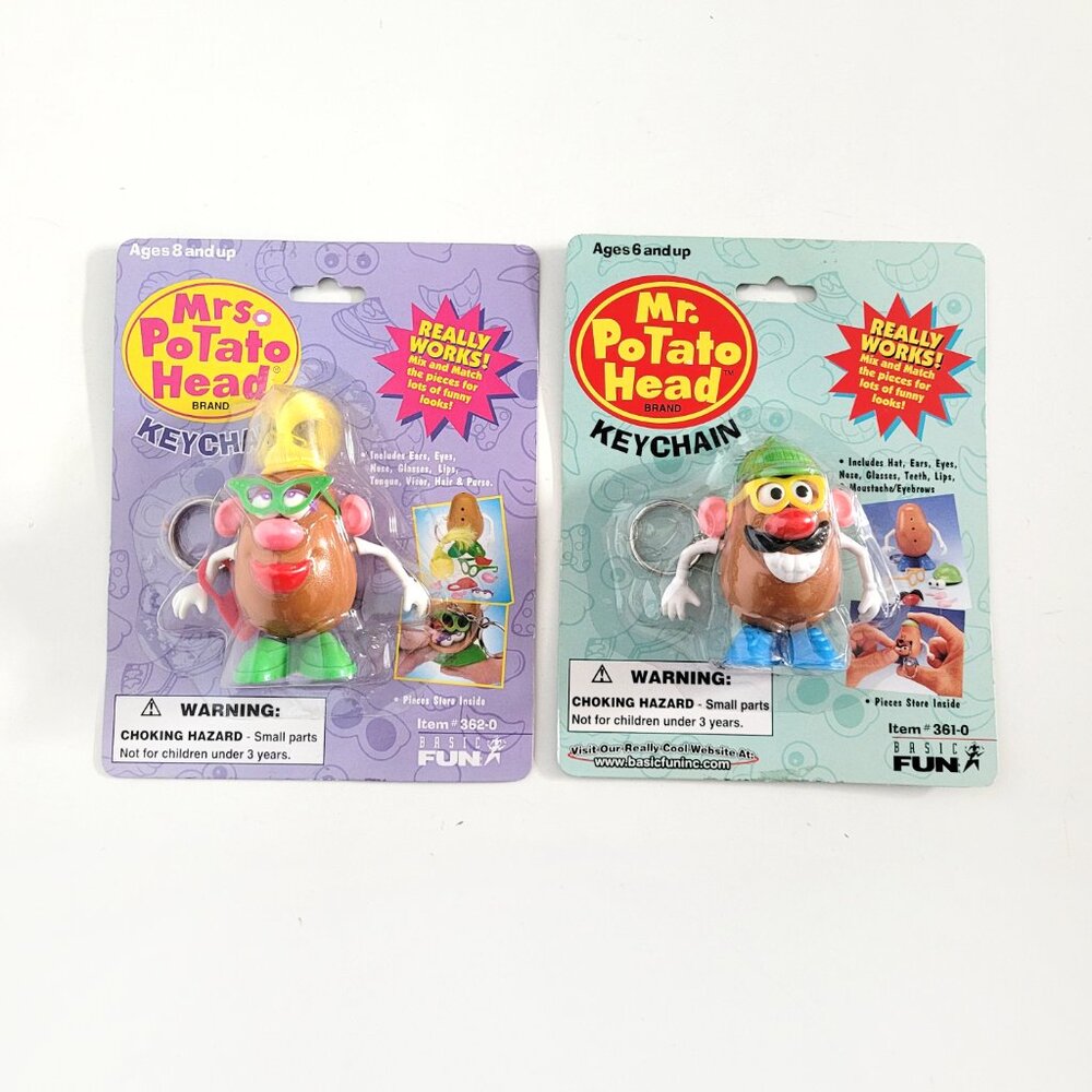 Basic Fun Vintage 90's Mr and Mrs Potato Keychain Lot  - NEW SEALED